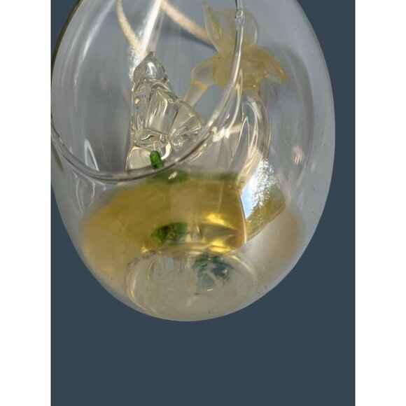 Handcrafted Glass Hummingbird & Flower Teardrop Diorama Ornament With Ribbon - Picture 5 of 7